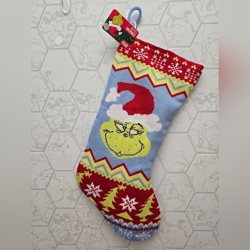 Nwt Dr. Seuss The Grinch Knit Christmas Stocking